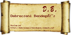 Debreczeni Bendegúz névjegykártya